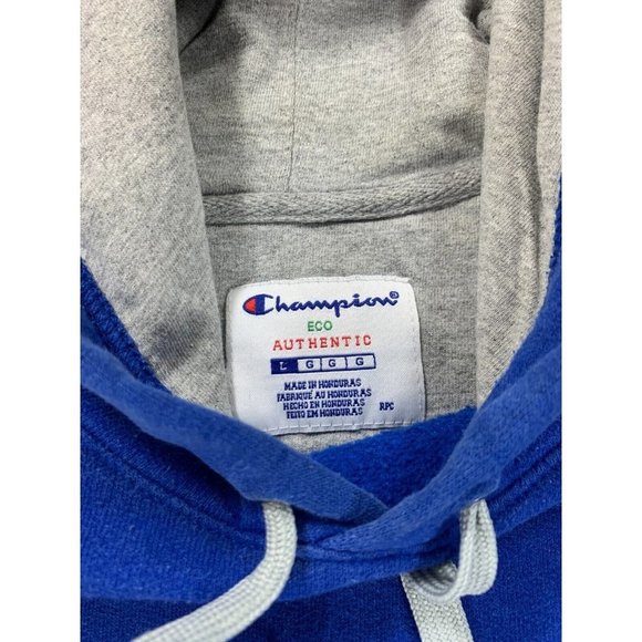 Champion ECO Authentic Cotton Blend Hoodie‎ Sweatshirt (Men's Large) Blue - Picture 3 of 12